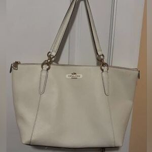 Coach Cream Structured Leather Tote Bag
